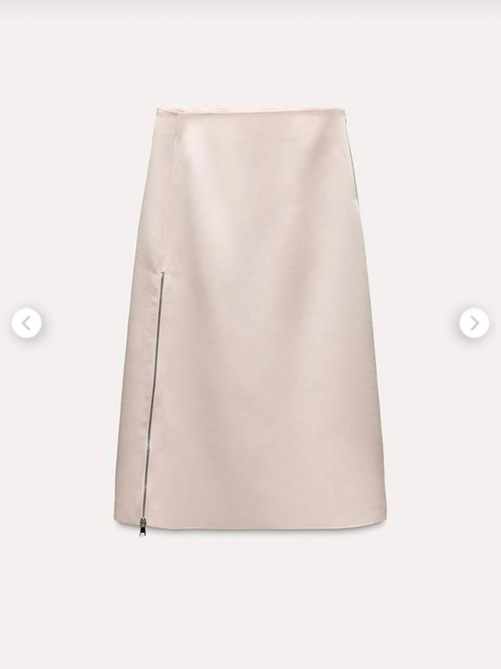 Zara cream color  Midi A-Line Skirt with Side Zip